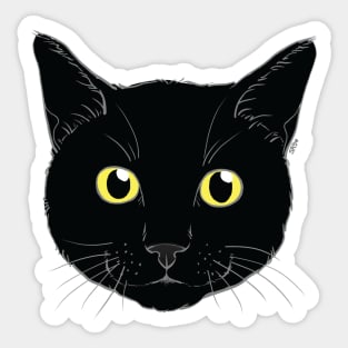 Black Cat Face Yellow Eyes Sticker